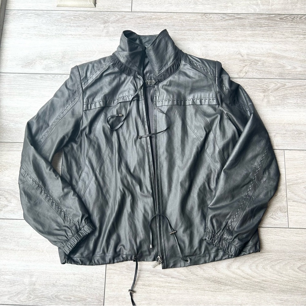 Bigardini Ruched  Ruffles Leather Jacket - Picture 4 of 14